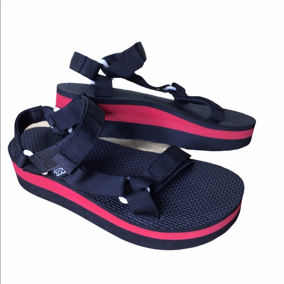 red teva sandals